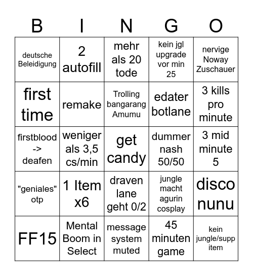 solo queue Bingo Card