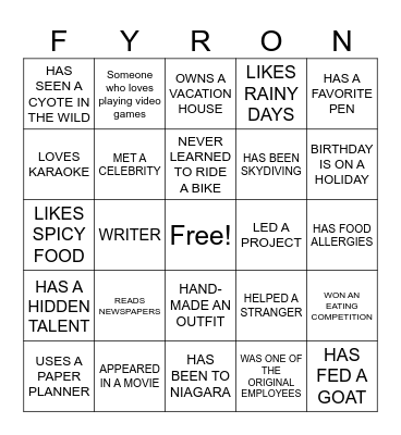 WHO THE F ARE YOU? Bingo Card