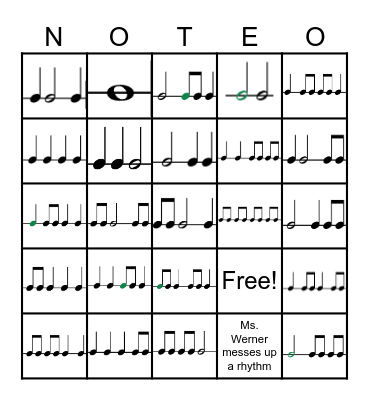 RHYTHM BINGO (EASY) Bingo Card