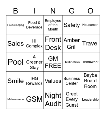 IHG BINGO Card