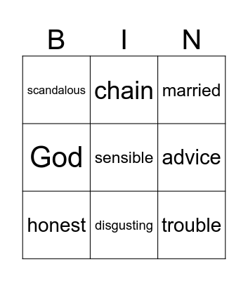 An Inspector Calls Act Two Bingo Card