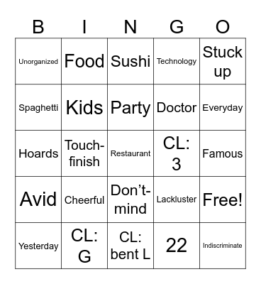 ASL BINGO Card