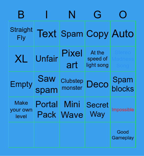 GD Bingo Card