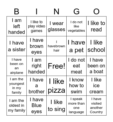 Diversity BINGO! Bingo Card
