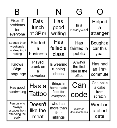 Person BINGO - II Bingo Card