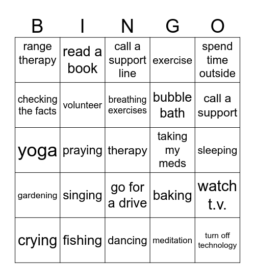 Wellness Toolbox Bingo Card