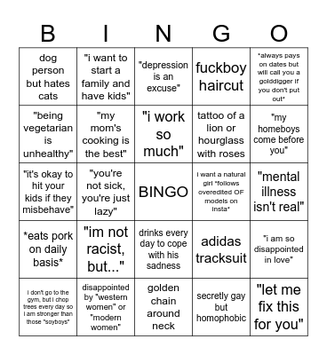 Eastern and Southern European guys <3 Bingo Card