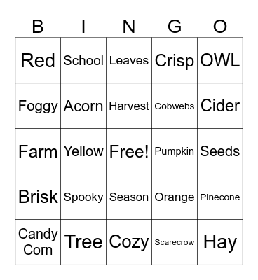 FALL BINGO Card