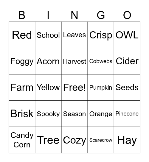 FALL BINGO Card
