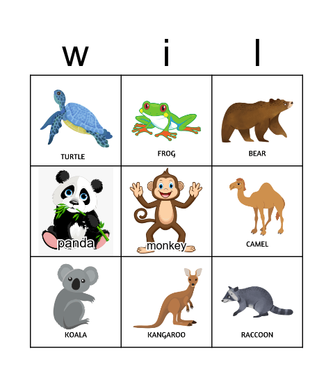 Wild Animals Bingo Card