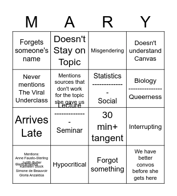 Queer Wellness Bingo Card