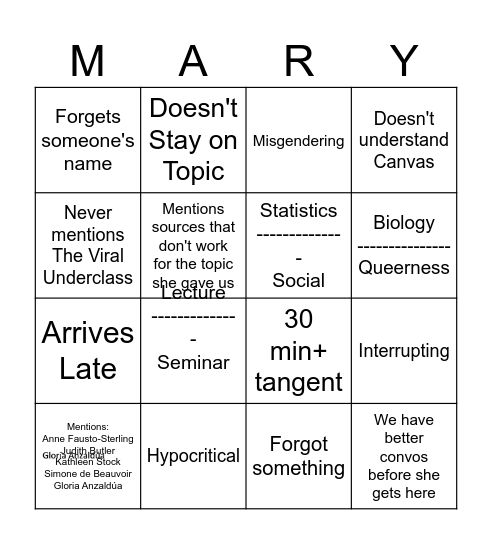 Queer Wellness Bingo Card