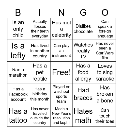 Ice Breaker Bingo: Find Someone Who... Bingo Card