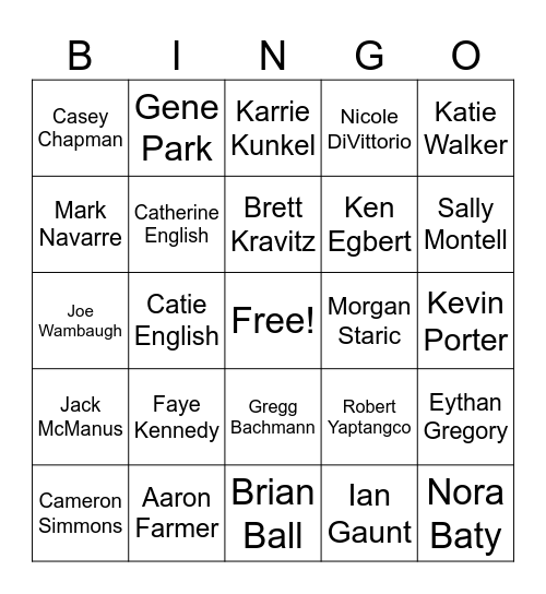 EES PEOPLE Bingo Card