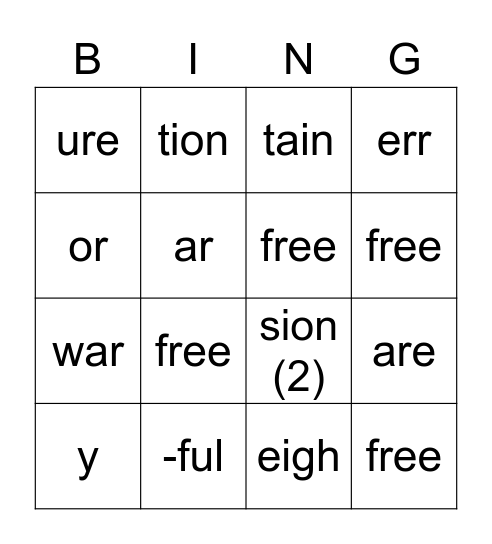 Chart 13 Bingo Card