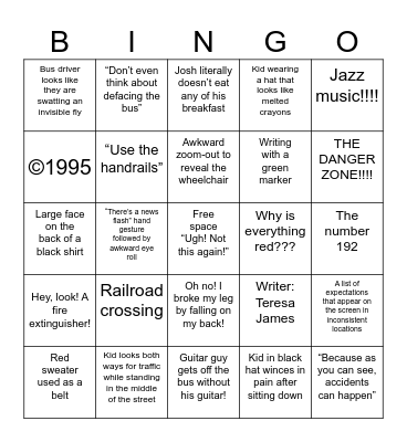 Bus Safety Bingo! Bingo Card