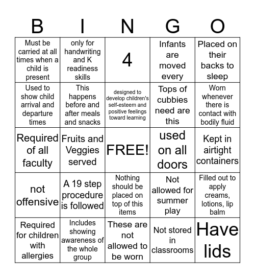 Goddard Quality Assurance  Bingo Card