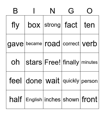 Sight word Bingo (5th first 24) Bingo Card