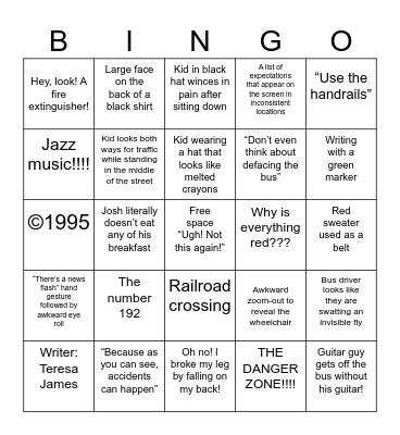Bus Safety Bingo! Bingo Card