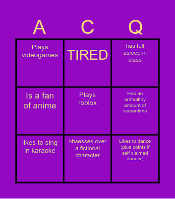 Sister-Section Interaction Bingo Card