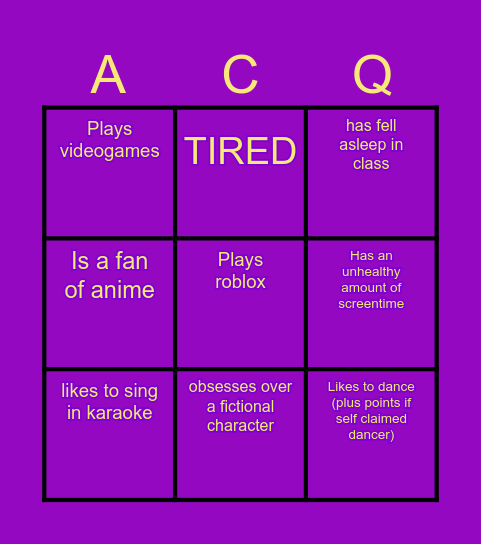 Sister-Section Interaction Bingo Card