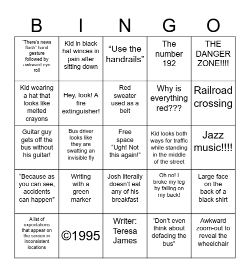 Bus Safety Bingo! Bingo Card