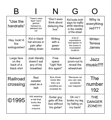Bus Safety Bingo! Bingo Card