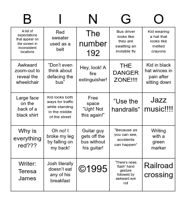 Bus Safety Bingo! Bingo Card