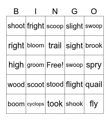 oo Bingo Card
