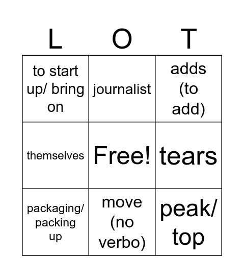 Acróstico Bingo Card