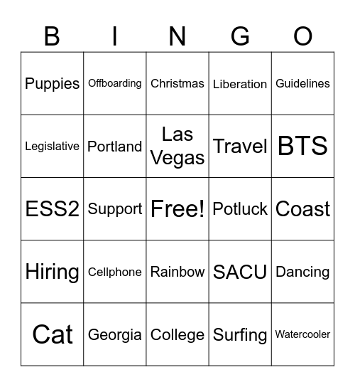 September All Staff Bingo! Bingo Card