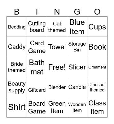Jill's Bridal Shower Bingo Card