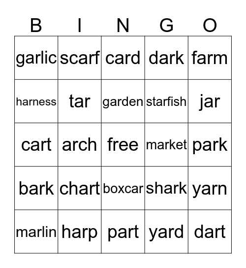 ar bingo Card
