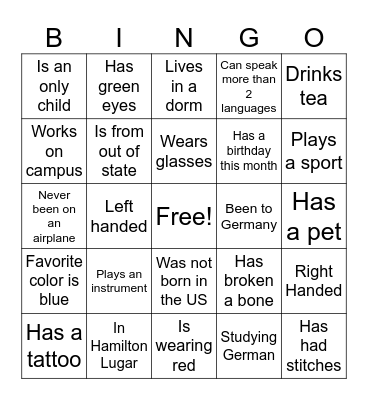 Find someone who.... Bingo Card