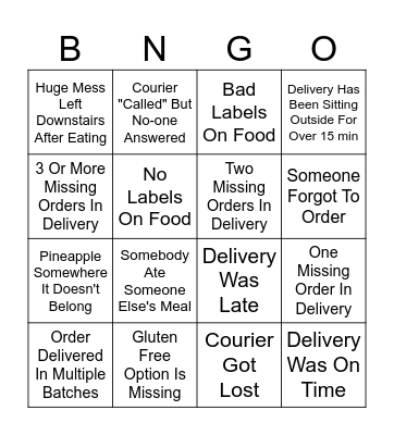 OT FOOD WEEK BINGO Card