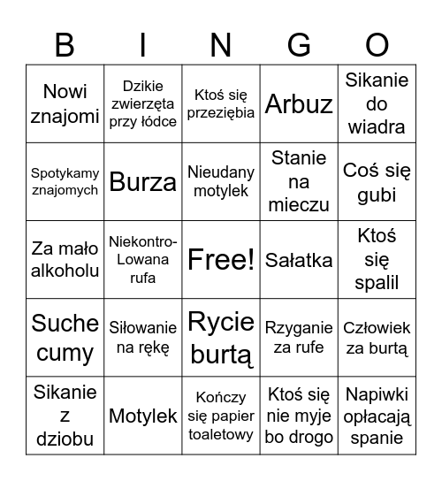 Żagle Bingo Card