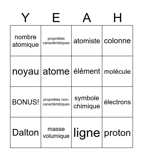 Voyage vers l'infiniment petit Bingo Card