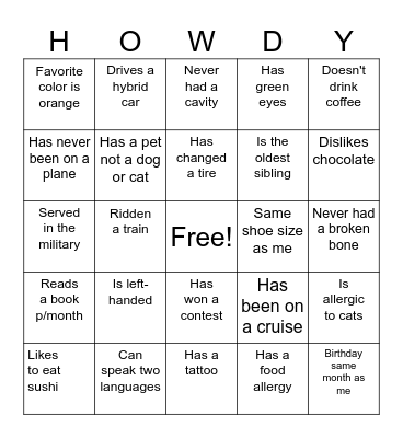 ICE BREAKER Bingo Card