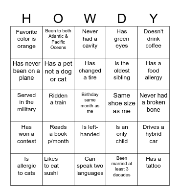 ICE BREAKER Bingo Card