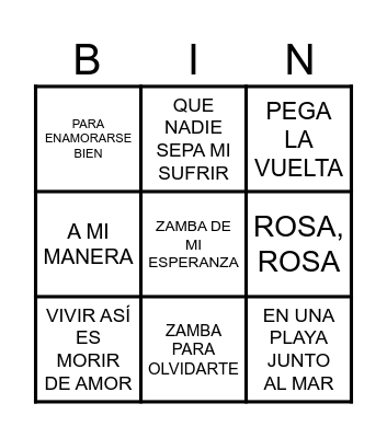 BINGO MUSICAL Bingo Card