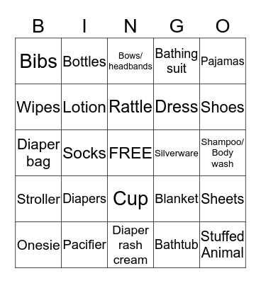Baby Emmons Bingo Card