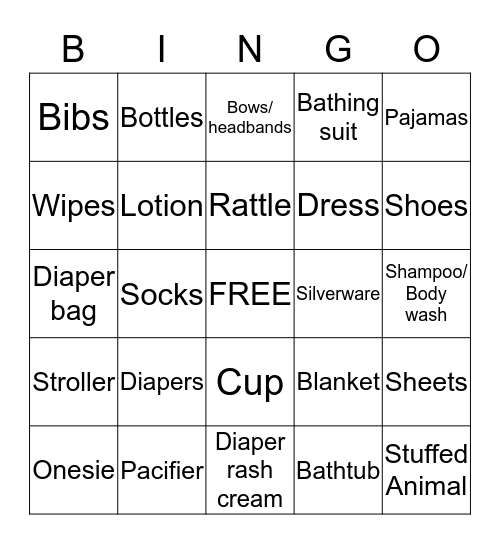 Baby Emmons Bingo Card