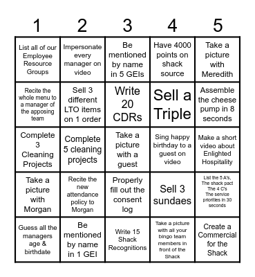 West Village 2023 Bingo Card
