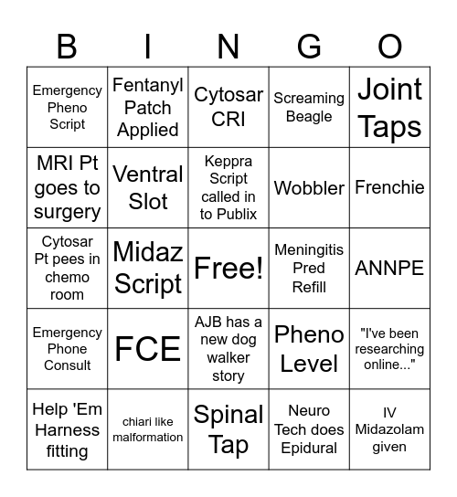 Neuro Bingo Card