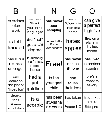 Platform friends, find someone who... Bingo Card