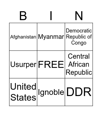 Child Soldiers  Bingo Card