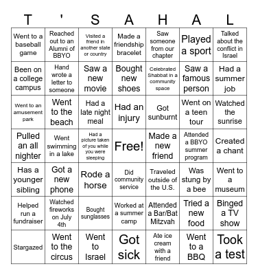 WELCOME BACK BINGO!!! Bingo Card