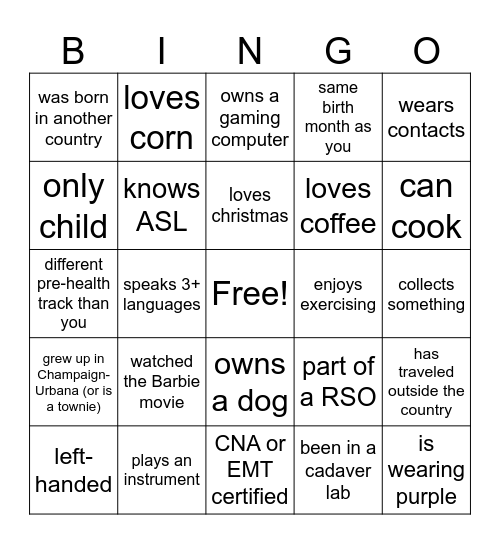 Untitled Bingo Card