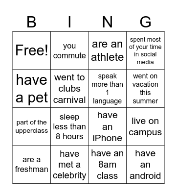 Mingle With Amigos Bingo Card