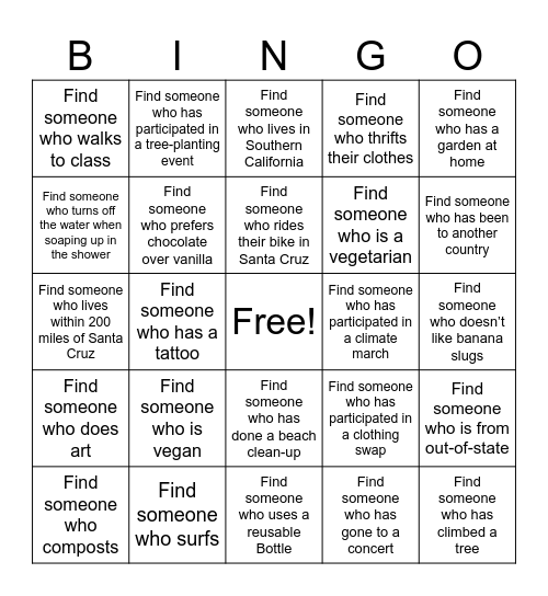 Blackout Bingo Card